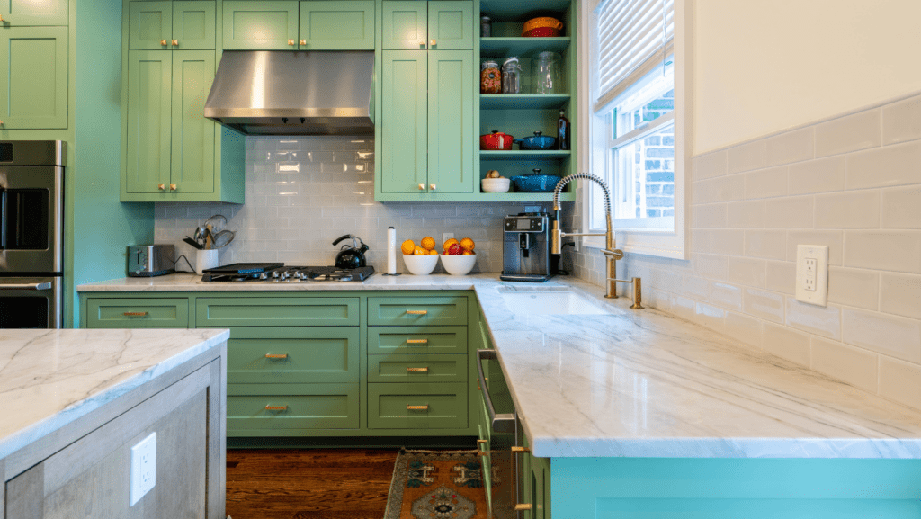 Newport Beach Home with Bold Turquoise Cabinets